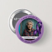 衣服パープル高齢者虐待認識度写真 缶バッジ (正面&裏面)