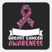 衣服ピンクファミリー一致する乳がん認識度 スクエアシール (正面)