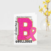 衣服ピンクブルドッグ乳癌認識度ブルドッグ カード (黄色い花)
