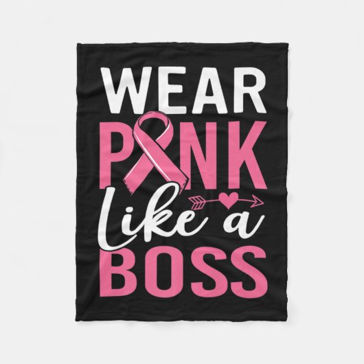 衣服ピンクボス乳がん認識度少女 フリースブランケット (正面)