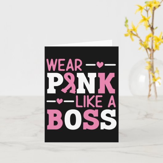 衣服ピンクリボン乳癌Awのようなボスピンク カード (黄色い花)