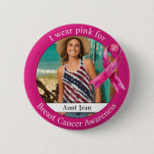 衣服ピンク乳癌認識度写真 缶バッジ (正面)