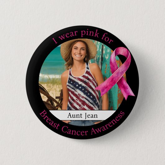 衣服ピンク乳癌認識度写真 缶バッジ (正面)