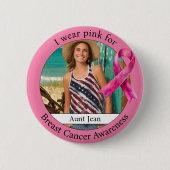 衣服ピンク乳癌認識度写真 缶バッジ (正面)