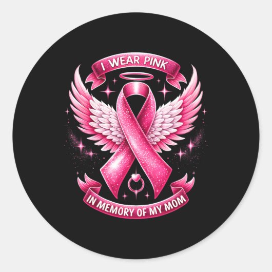 衣服ピンク私の母の乳がん家族の記憶 ラウンドシール (正面)