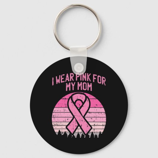 衣服ピンク私の母の乳がん認識度子供 キーホルダー (正面)
