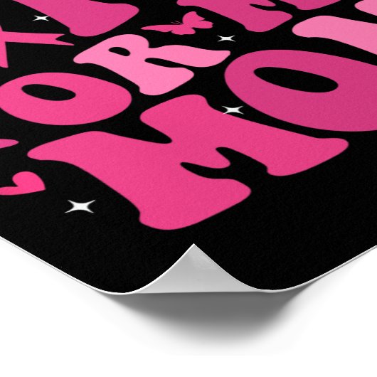 衣服ピンク私の母は乳癌の粟粒をサポート ポスター (角)