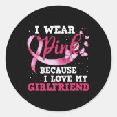 衣服ピンク私は私のガールフレンドの乳がん認識を愛する ラウンドシール (正面)