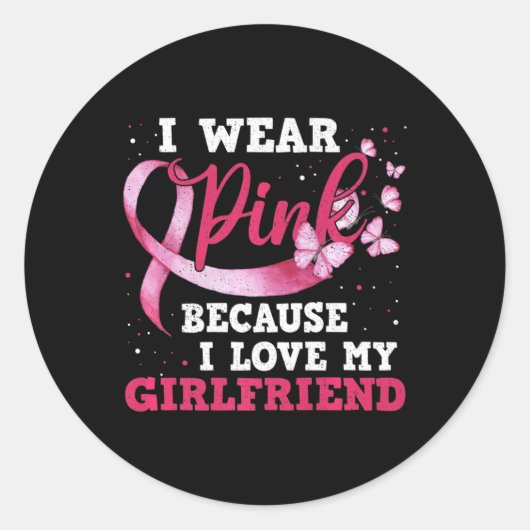 衣服ピンク私は私のガールフレンドの乳がん認識を愛する ラウンドシール (正面)