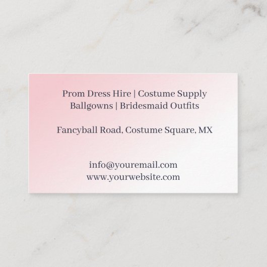 衣服フォーマルボールゴーンヒアレンタル 名刺 (裏面)