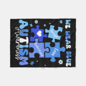 衣服ブルース自閉症意識受け入れ神経多様性 フリースブランケット (正面(横))