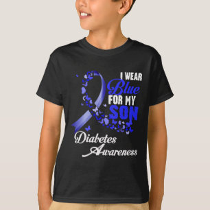 衣服ブルー用マイ息子T1d糖尿病認識度ブルーR Tシャツ