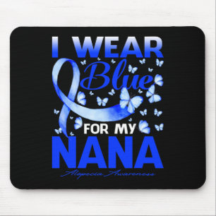 衣服ブルーfor my Nana Alopecia認識度蝶 マウスパッド