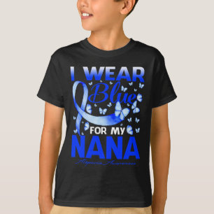 衣服ブルーfor my Nana Alopecia認識度蝶 Tシャツ