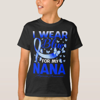 衣服ブルーfor my Nana Alopecia認識度蝶 Tシャツ