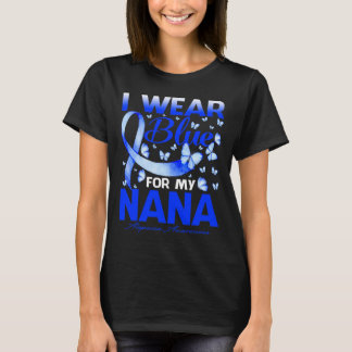 衣服ブルーfor my Nana Alopecia認識度蝶 Tシャツ