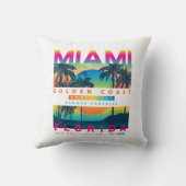 衣服マイアミフロリダTシャツマイアミカラフルサンライズ クッション (裏面)