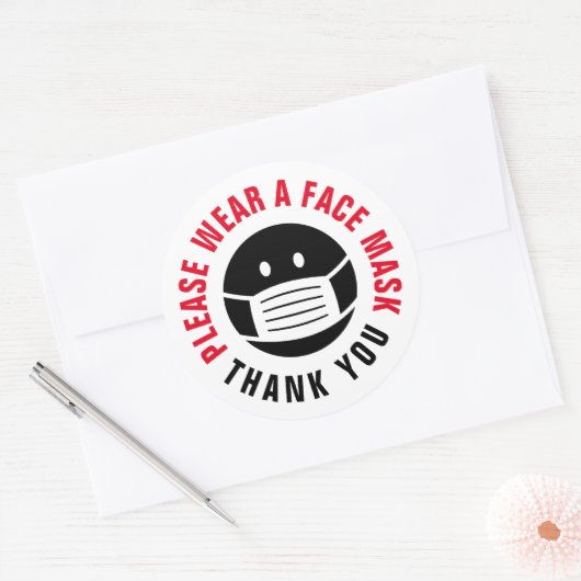 衣服マスクのサイン顔スタンプを貼る ラウンドシール (封筒)