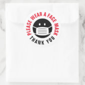 衣服マスクのサイン顔スタンプを貼る ラウンドシール (バッグ)