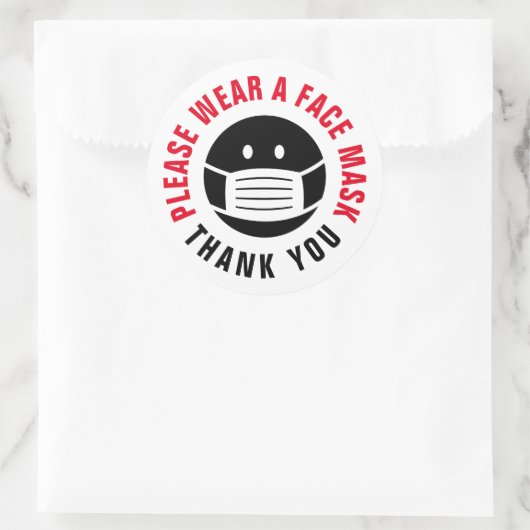 衣服マスクのサイン顔スタンプを貼る ラウンドシール (バッグ)