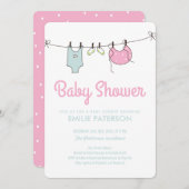 衣服列ベビーシャワー招待状 招待状 (正面/裏面)
