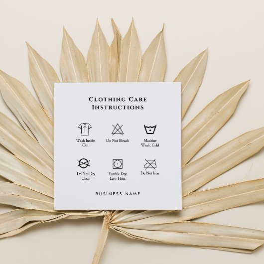 衣服洗気に浄指示白黒 スクエア名刺