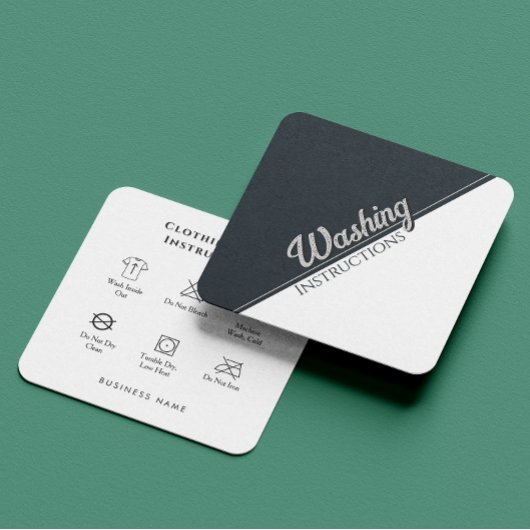 衣服洗気に浄指示白黒 スクエア名刺