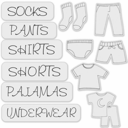 衣服用に設定された子供用ドレッサーラベル団体や組織 シール (正面)