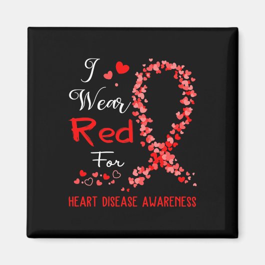 衣服赤ハート病認識度 マグネット (正面)