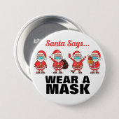 衣服Aマスクサンタクリスマスボタン 缶バッジ (正面&裏面)