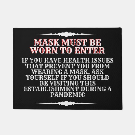 衣服Aマスクメッセージ ドアマット (正面)