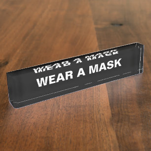 衣服aマスク、白黒ミニマル デスクネームプレート