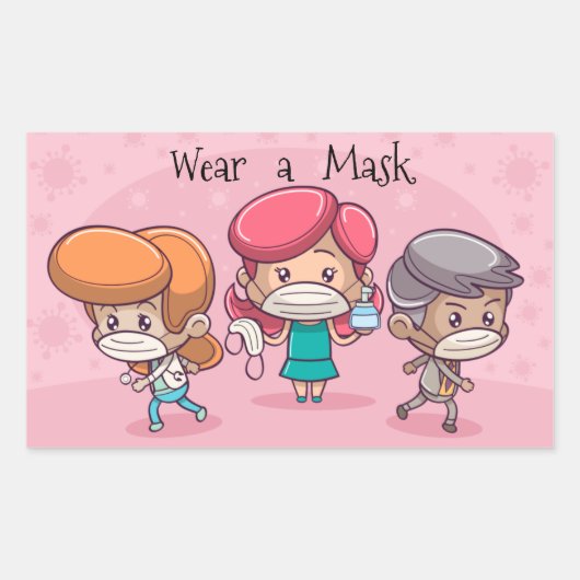 衣服aマスク 長方形シール (正面)