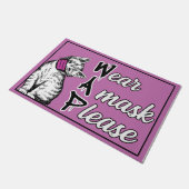 衣服Aマスクpleaseマット、ピンク子猫着用マスク ドアマット (アングル)
