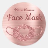 衣服a顔マスクフェイクバラ金ゴールドグリッターと箔 ラウンドシール (正面)