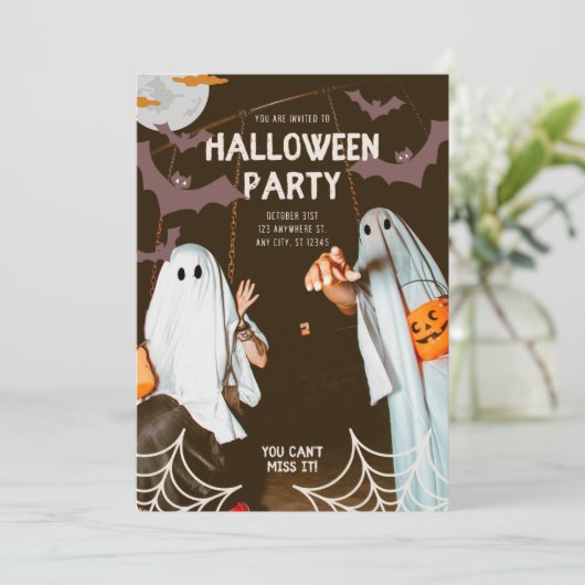 衣装おもしろいハローウィンパーティ招待状 招待状 (スタンド正面)