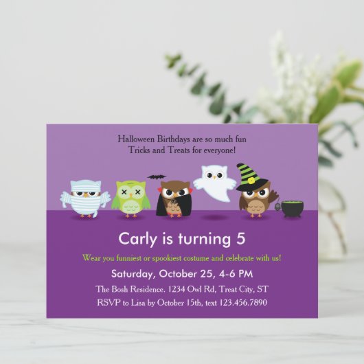 衣装のハロウィーンフール誕生日招待状 招待状 (スタンド正面)