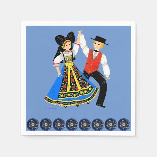 衣装の伝統的なダルザス,フランス スタンダードカクテルナプキン (正面)