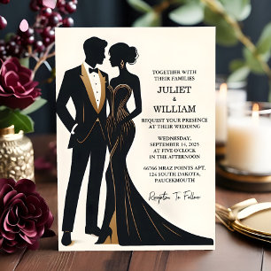 衣装の男性として大人のタキシードはっきりしたブラックタイ結婚ズ 招待状
