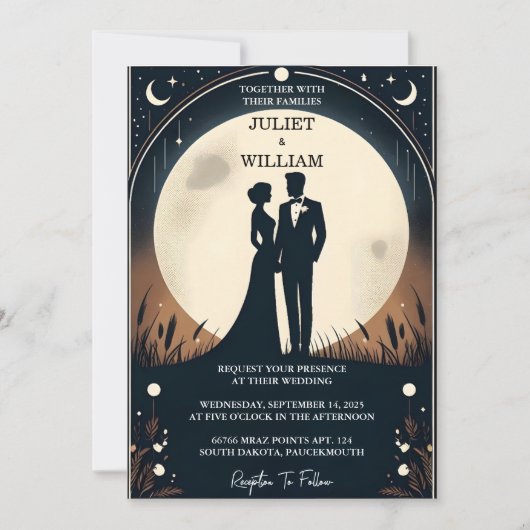 衣装の男性の大人のタキシードはっきりしたブラックタイ結婚ズ 招待状 (正面)