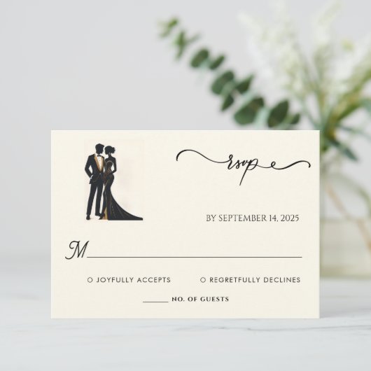 衣装の男性タキシードはっきりしたブラックタイ結婚ズ 出欠カード (スタンド正面)