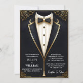 衣装の男性タキシードはっきりしたブラックタイ結婚ズ 招待状 (正面)
