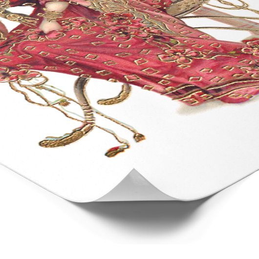 衣装を着たアールヌーボーの華美異国の女性 ポスター (角)