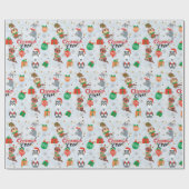 衣装を着たクリスマスのクルー転がド犬 ラッピングペーパー (フラット)