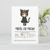 衣装を着たハロウィンのかわいい子猫 招待状 (スタンド正面)