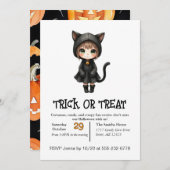 衣装を着たハロウィンのかわいい子猫 招待状 (正面/裏面)