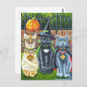 . .衣装を着たハロウィン猫の水彩画 ポストカード (正面/裏面)