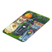 . .衣装を着たハロウィン猫の水彩画 マグネット (左側)