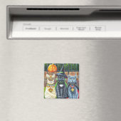 . .衣装を着たハロウィン猫の水彩画 マグネット (インサイチュ (食洗機))