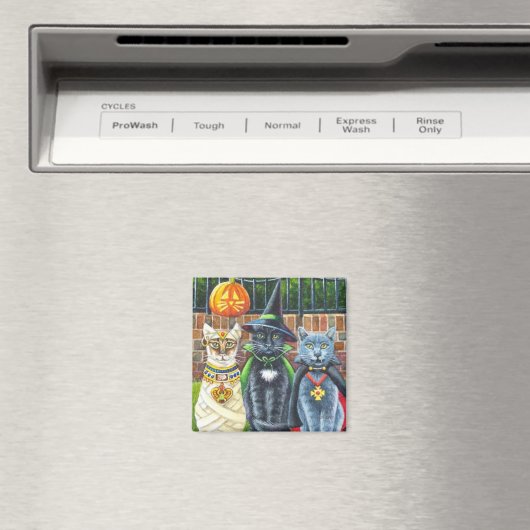 . .衣装を着たハロウィン猫の水彩画 マグネット (インサイチュ (食洗機))